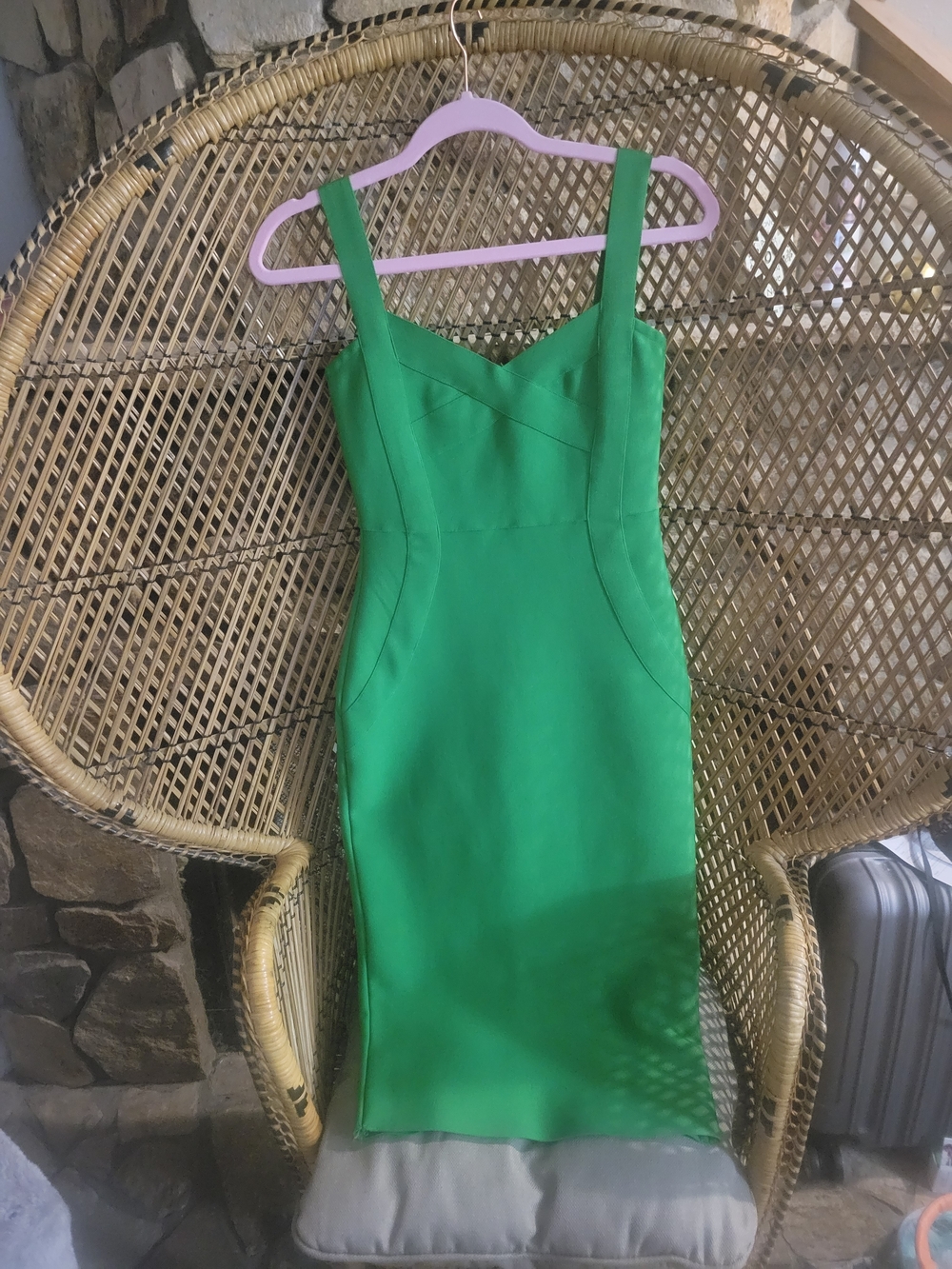 SHEIN Emerald Green Sleeveless Midi Sheath Dress